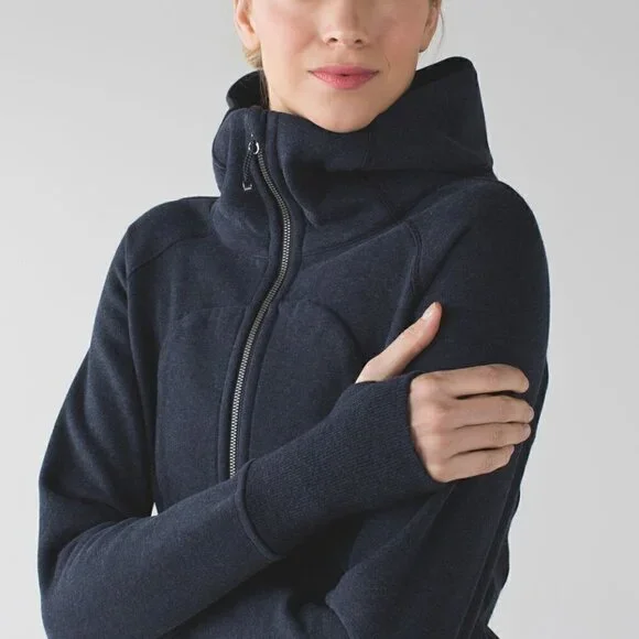 Lululemon Scuba Hoodie Classic Cotton Fleece In Heathered Naval Blue Sz 6 - Picture 2 of 10